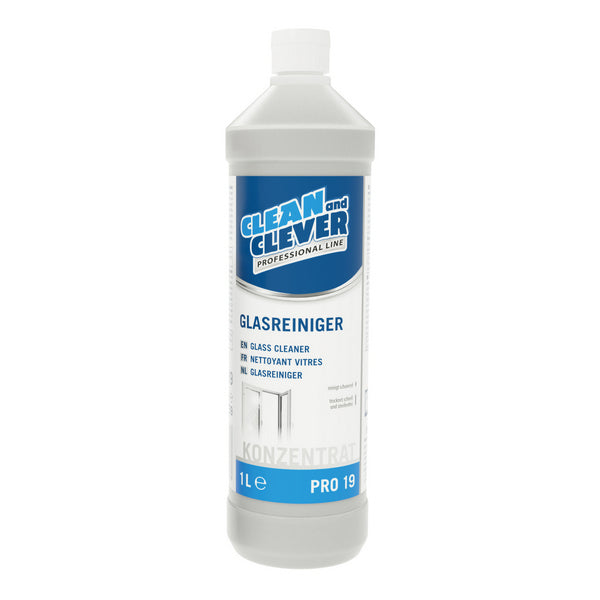 Glasreiniger PRO 19 Clean and Clever, farblos, flüssig, pH: 10 - 10,5, Gebrauchsfertig, Hochkonzentrierter Alkoholreiniger