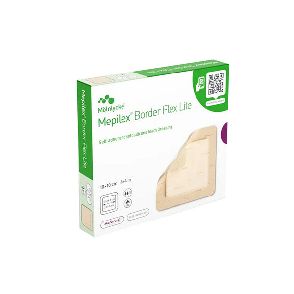 Mepilex Border Flex Lite Safetac®, All-in-One-Verband, steril, mit Haftrand,10 × 10cm 5 Stücl