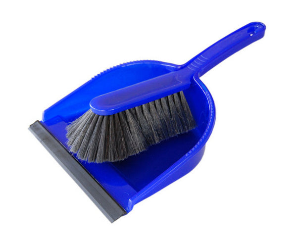 Kehrgarnitur mit Lippe – Kunststoff, Rosshaar, blau, 1 Stk.