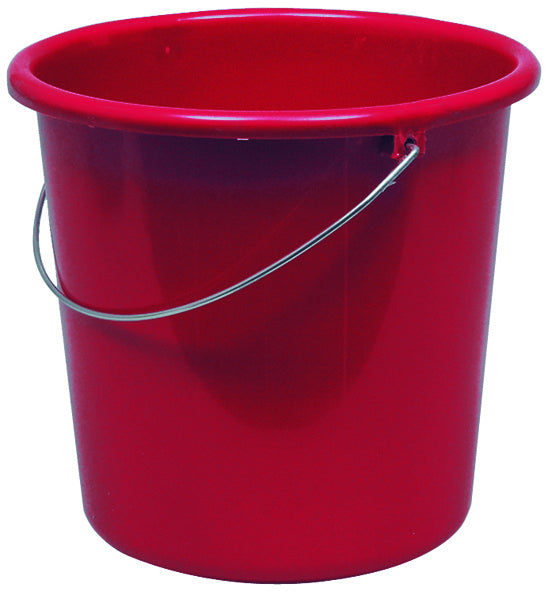 Plastikeimer rund, mit Metallbügel, 10 Liter, rot