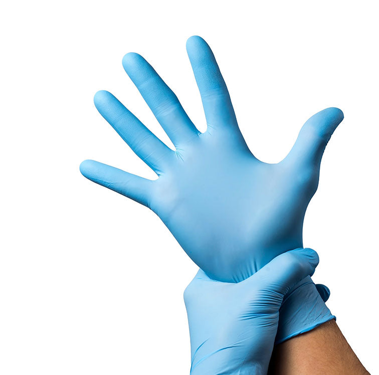 100 gants nitrile bleu - Taille M, jetables, non poudrés, bords ourlés