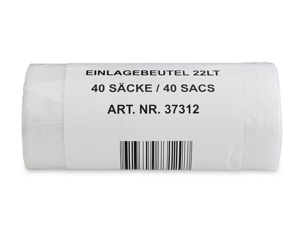 Einlagebeutel mit Verschlussband 22l aus HDPE transparent (Karton à 40 Rollen)