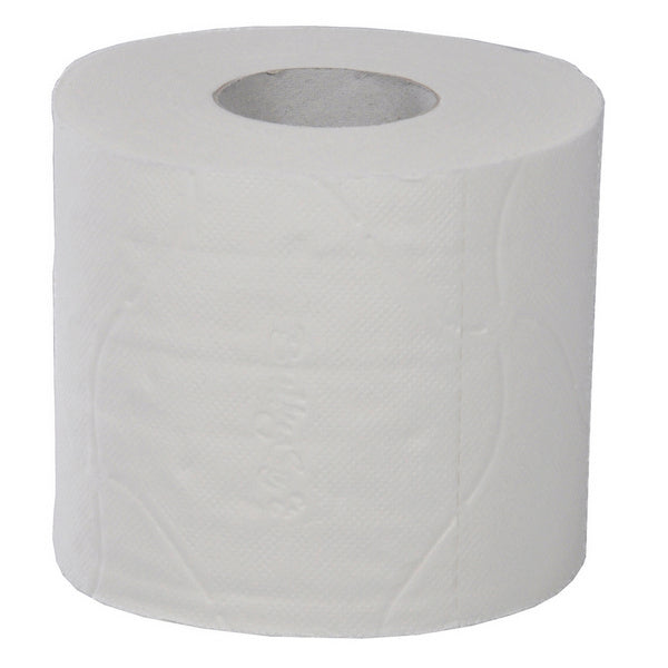 Toilettenpapier, Zellstoff, 4-lagig, Rolle à 150 Blatt, 9,8 × 13 cm, weiss, Sonnenprägung