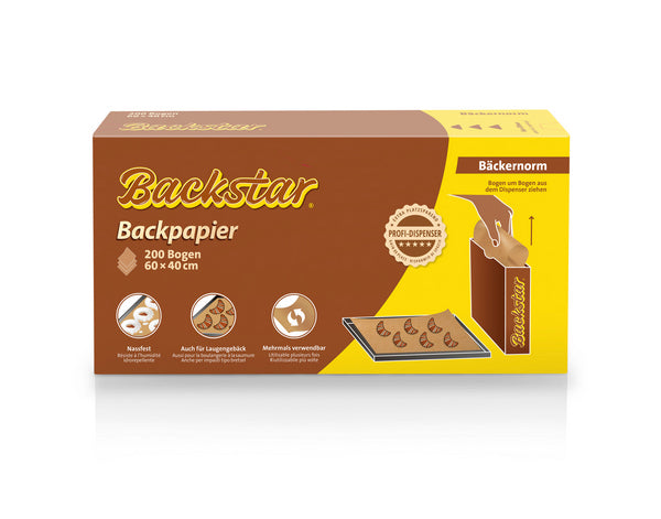 Backstar Backpapier extra platzsparend, Bäckernorm, 60 × 40 cm, braun (200 Bogen)