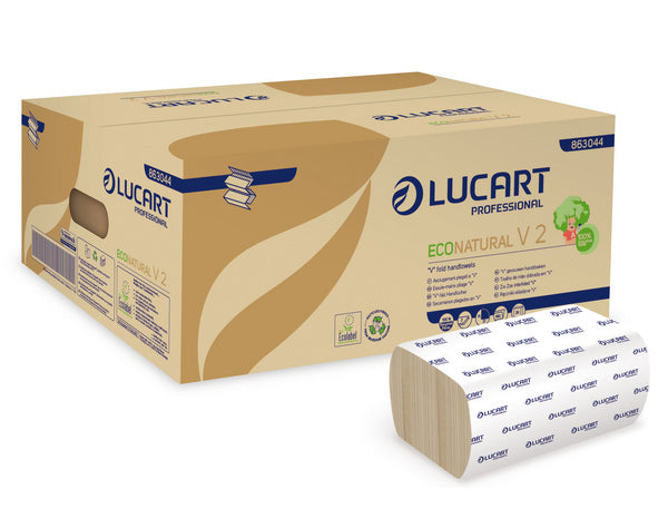 Naturfarbene zweilagige V-Falz Papierhandtücher aus Recyclingpapier
