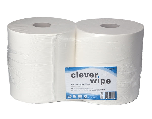Papierwischtücher Maxi Clever Wipe 1-lagig (2 Rollen)