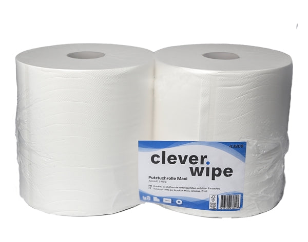 Papierwischtücher Maxi Clever Wipe 2-lagig (2 Rollen)