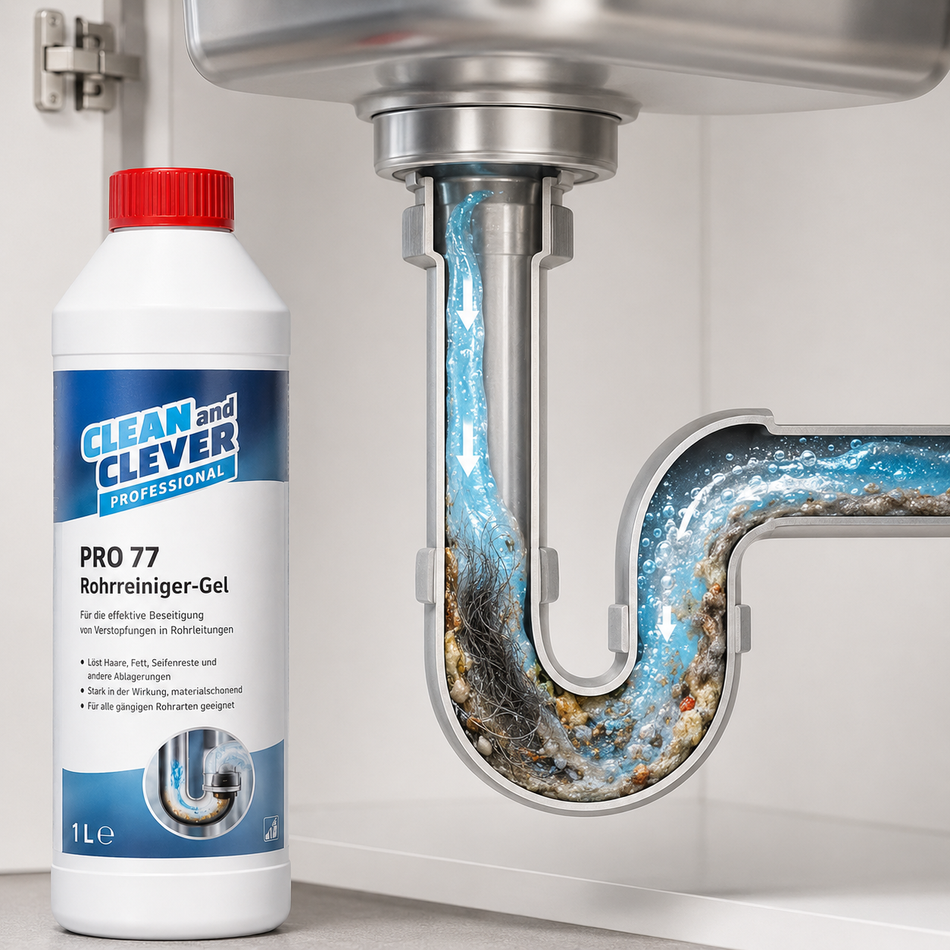 CLEAN and CLEVER PRO Rohrreiniger-Gel 1 L – professioneller Abflussreiniger