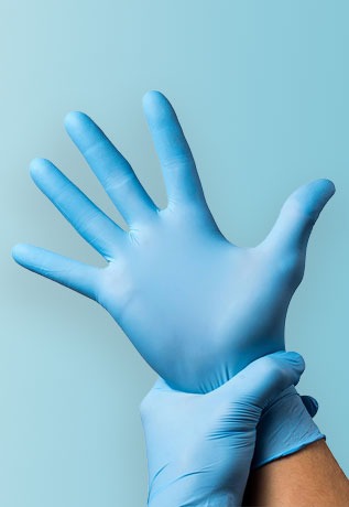 Blaue Nitril Handschuhe von Swiss Neo Trading, EN455.
