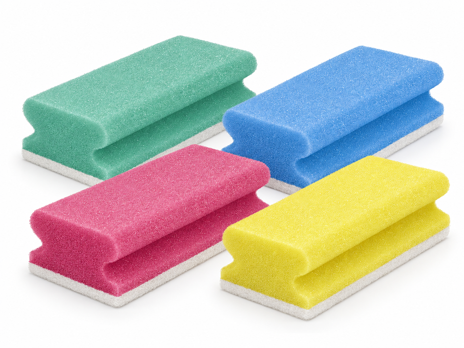 Pflegeschwamm gross 15,3 × 6,9 × 4,2 cm – Farbwahl, 10 Stück pro Pack